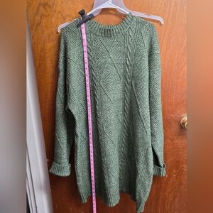 Textured Olive Green Crewneck Sweater